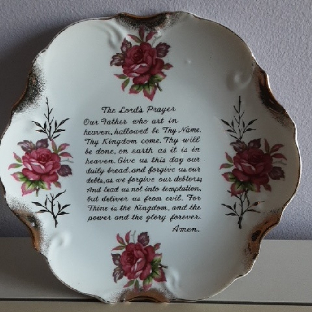 Floral Decorative Plate with The Lord's Prayer